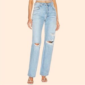 Sablyn Sammy Distresses Straight Leg Jeans. Button Fly. Size 25